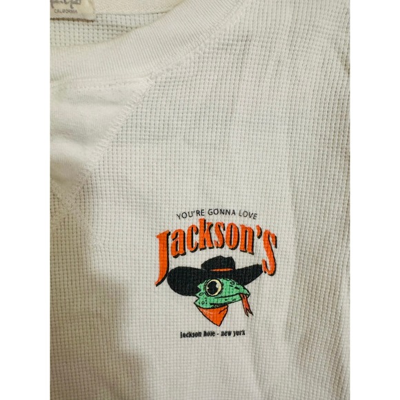 Brandy Melville White Waffle Knit Lizard Cowboy Graphic Long Sleeve Top - Picture 2 of 4